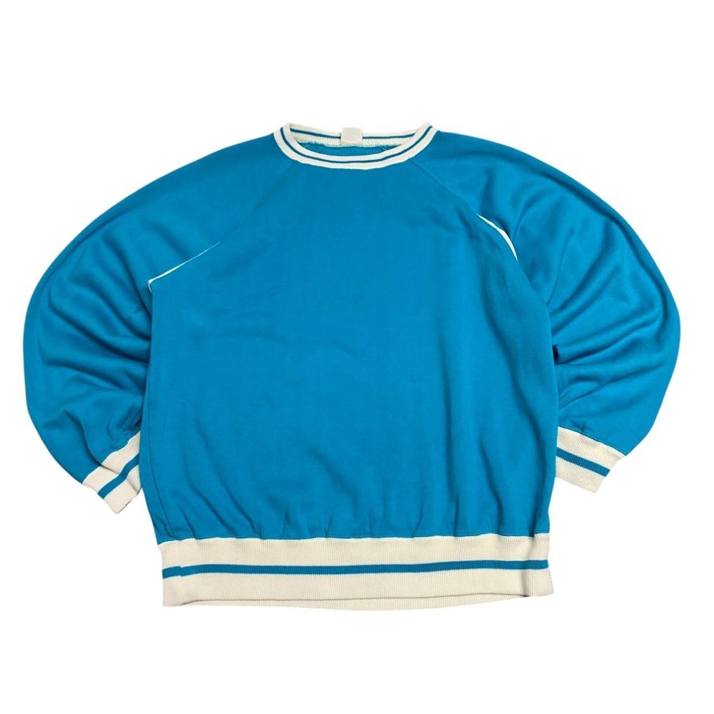 Vintage Blue Blank Raglan Crewneck Sweatshirt